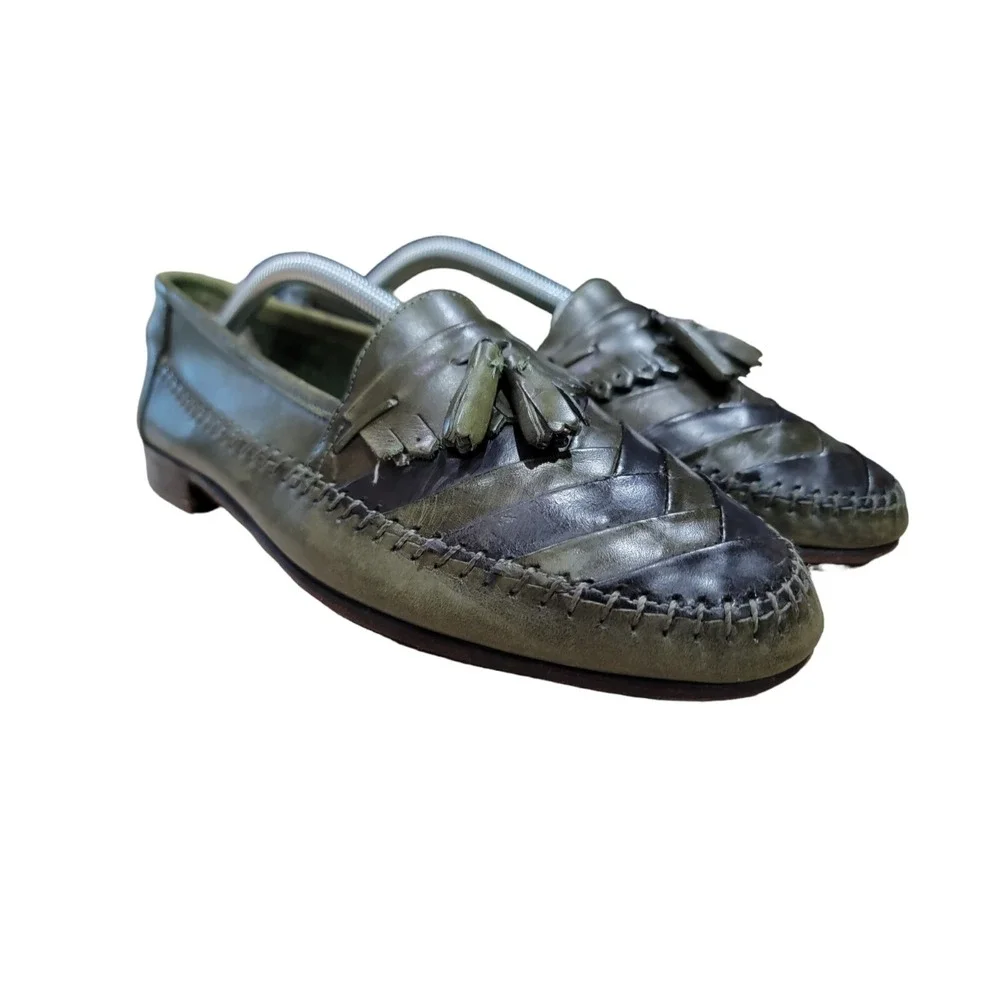 Giorgio Brutini Mens Le Glove‎ Green Leather Moc Toe Dress Loafer 10.5 D